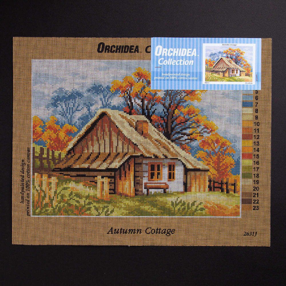 ORCHİDEA 30 x 40 cm Sonbaharda Kulübe Baskılı Goblen 2631J